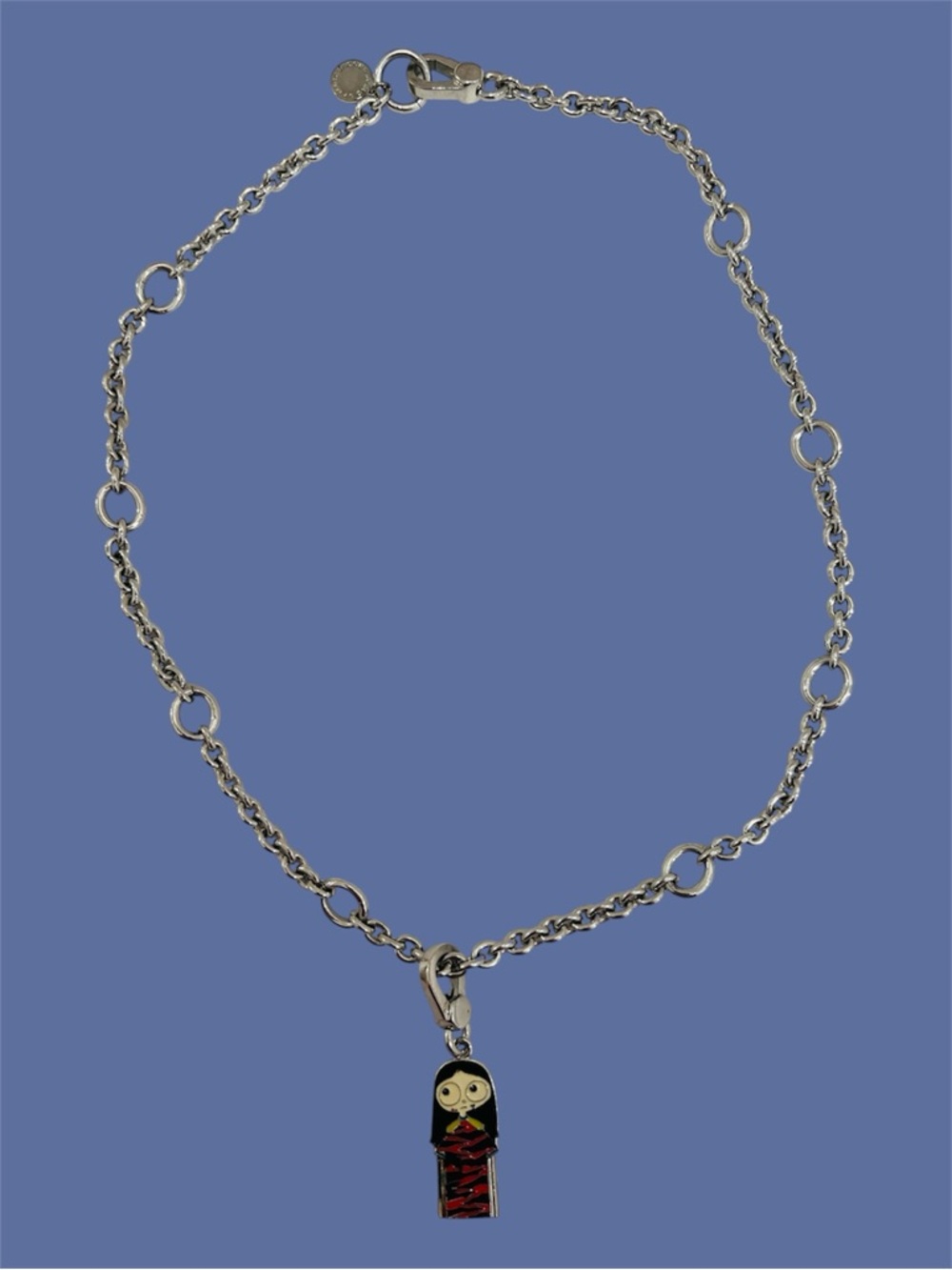 Marc by Marc Jacobs Silver Tone Chain Grumpy Doll Charm Necklace